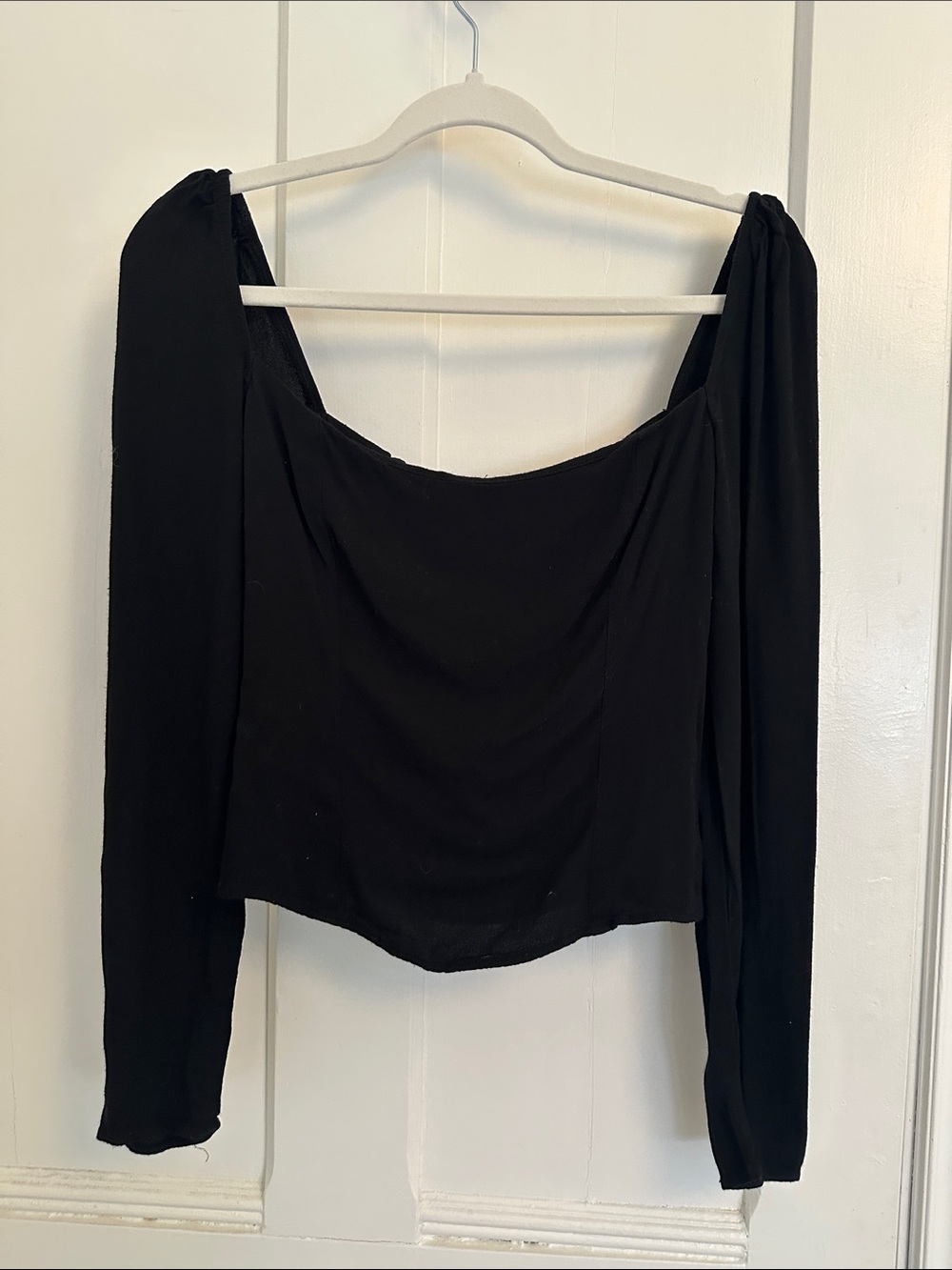Reformation Black Off-the-Shoulder Long Sleeve Top